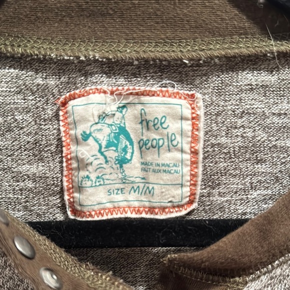 Free People Green Long Sleeve Henley - Picture 2 of 5